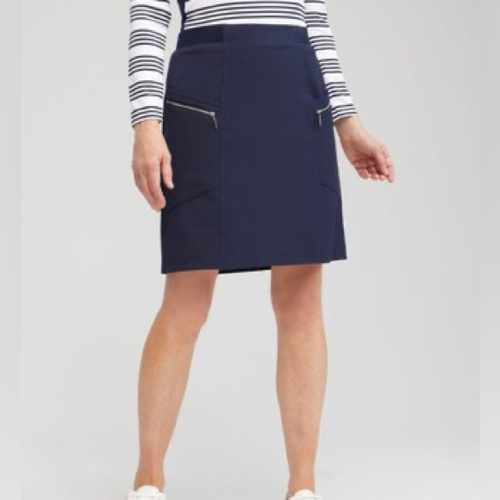 Chico's Navy Zip-Pocket Straight Skort